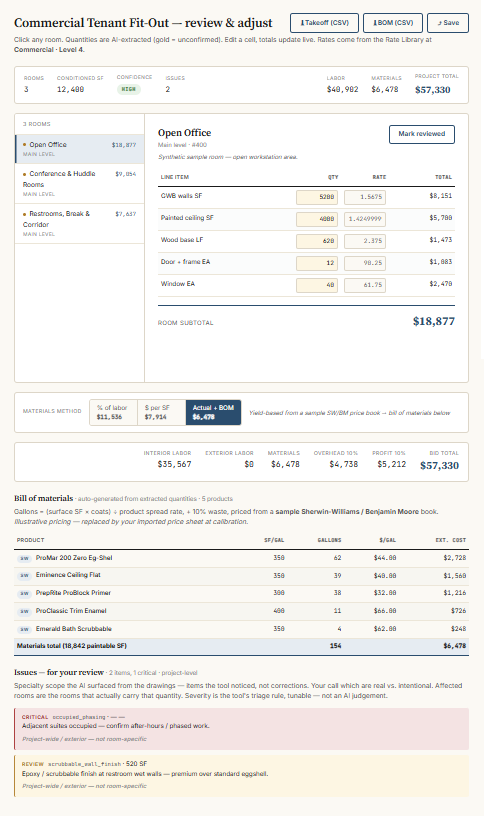 Blackfrog costing platform interface